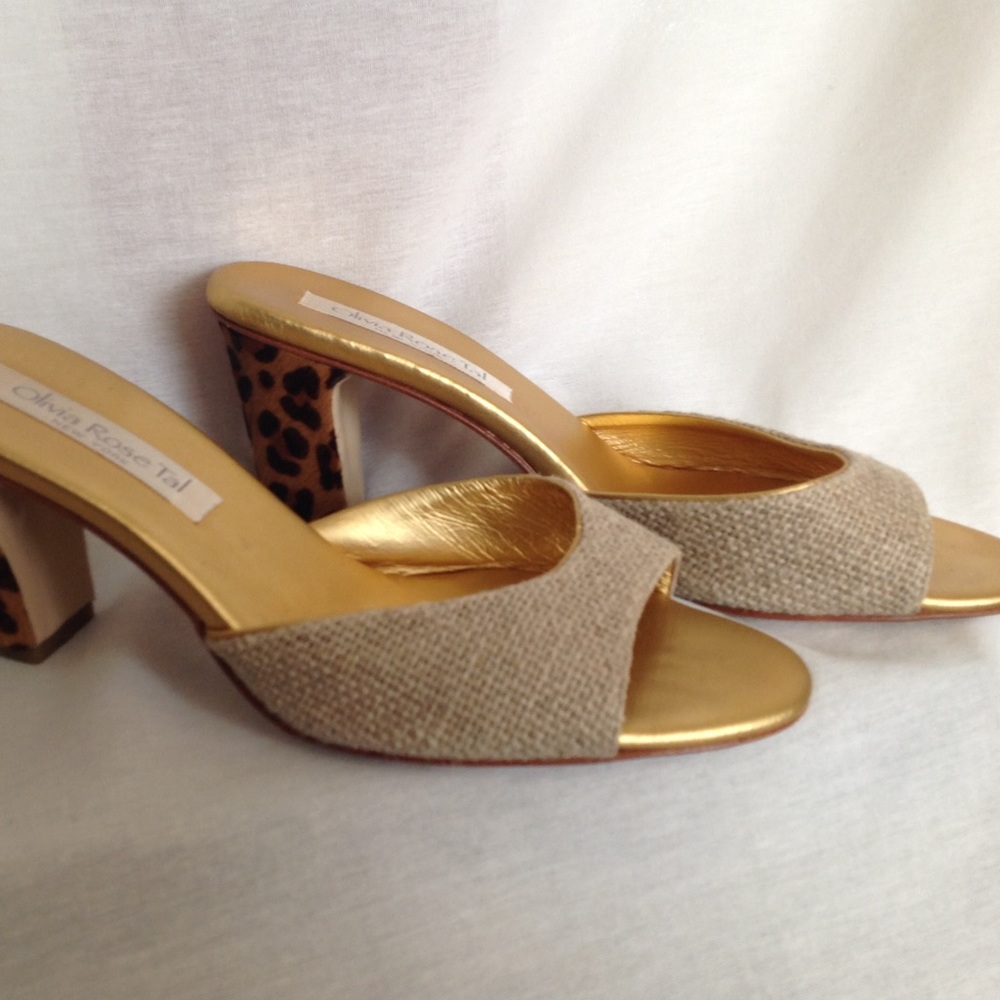 New Olivia Rose Tal Linen/Pony Hair Mule Heel